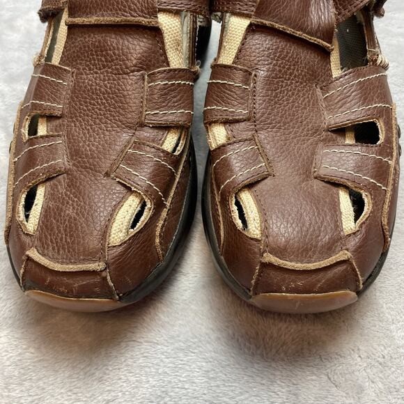 MBT Mens Fumba Fisherman Sandals 10 Brown Leather Vented Hook Loop Grandpa Dad main image 11